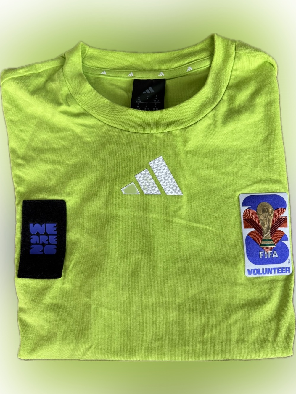 Adidas Adult Size M Neon Yellow FIFA Volunteer T-Shirt